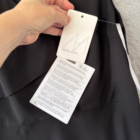 Mikael Aghal NWT Black Asymmetrical Evening Gown Dress Size 10 - Picture 8 of 14